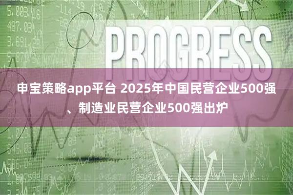 申宝策略app平台 2025年中国民营企业500强、制造业民营企业500强出炉